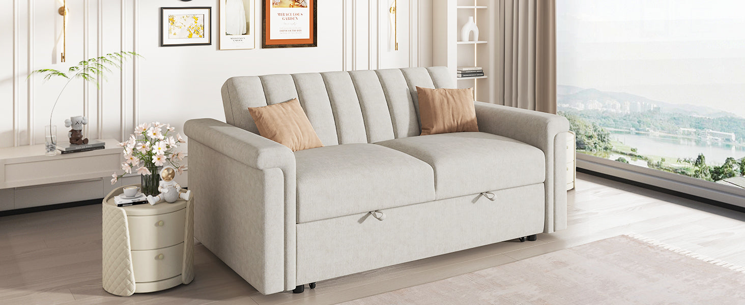 U_STYLE Convertible Soft Cushion Sofa Pull Bed ,for Two People to Sit On - Korvel