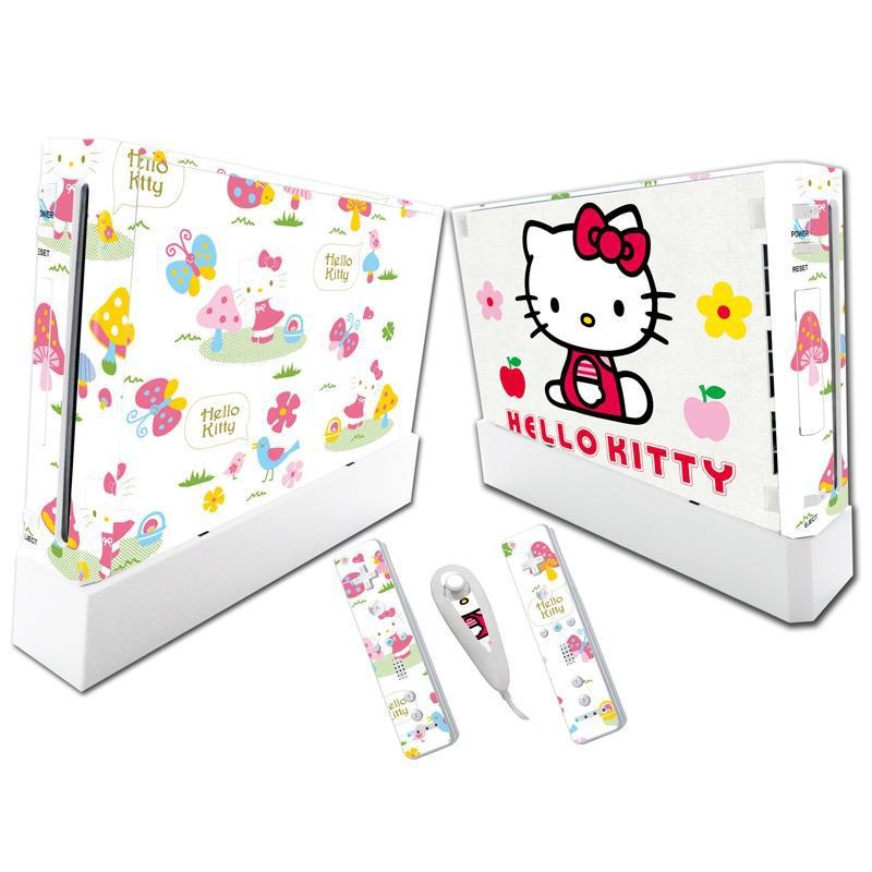 Stylish Wii Console Stickers - Hello Kitty & Pikachu Designs
