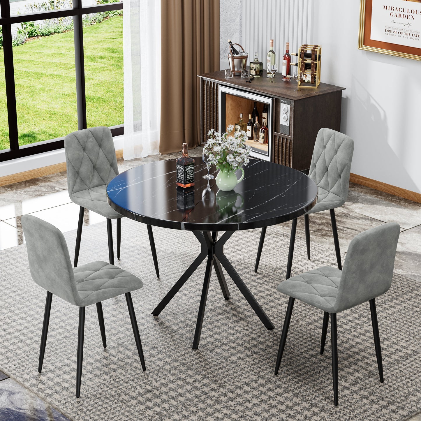Dining Chairs Set of 4, Modern Kitchen Dining Room Chairs, Velvet Dining Chair Upholstered Cushion Seat and Sturdy Metal Legs - Korvel