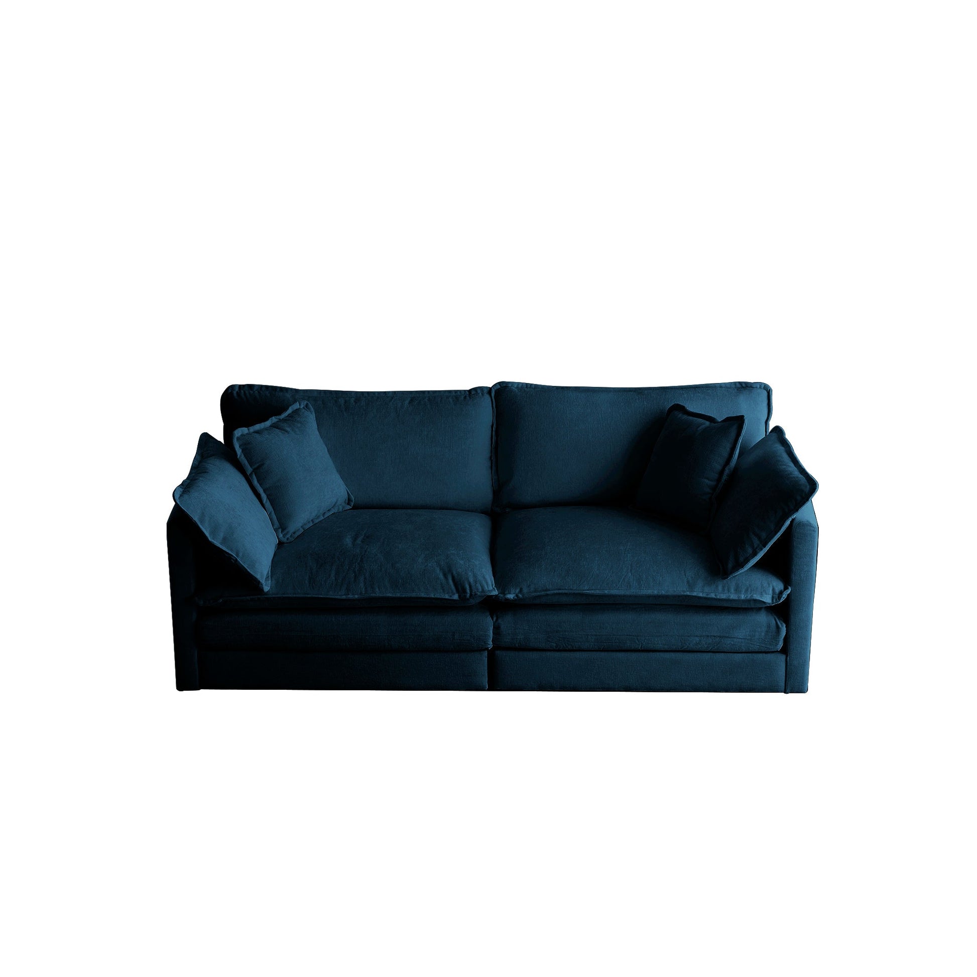 Modern Fabric Loveseat Sofa Couch for Living Room, Upholstered Large Size Deep Seat 2-Seat Sofa with 4 Pillows ,Blue Chenille - Korvel