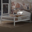 Full Size Wood Platform Bed with House-shaped Headboard, LED and Built-in Storage, White - Korvel