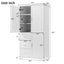 Tall and Wide Storage Cabinet with Doors for Bathroom/Office, Three Drawers, White - Korvel
