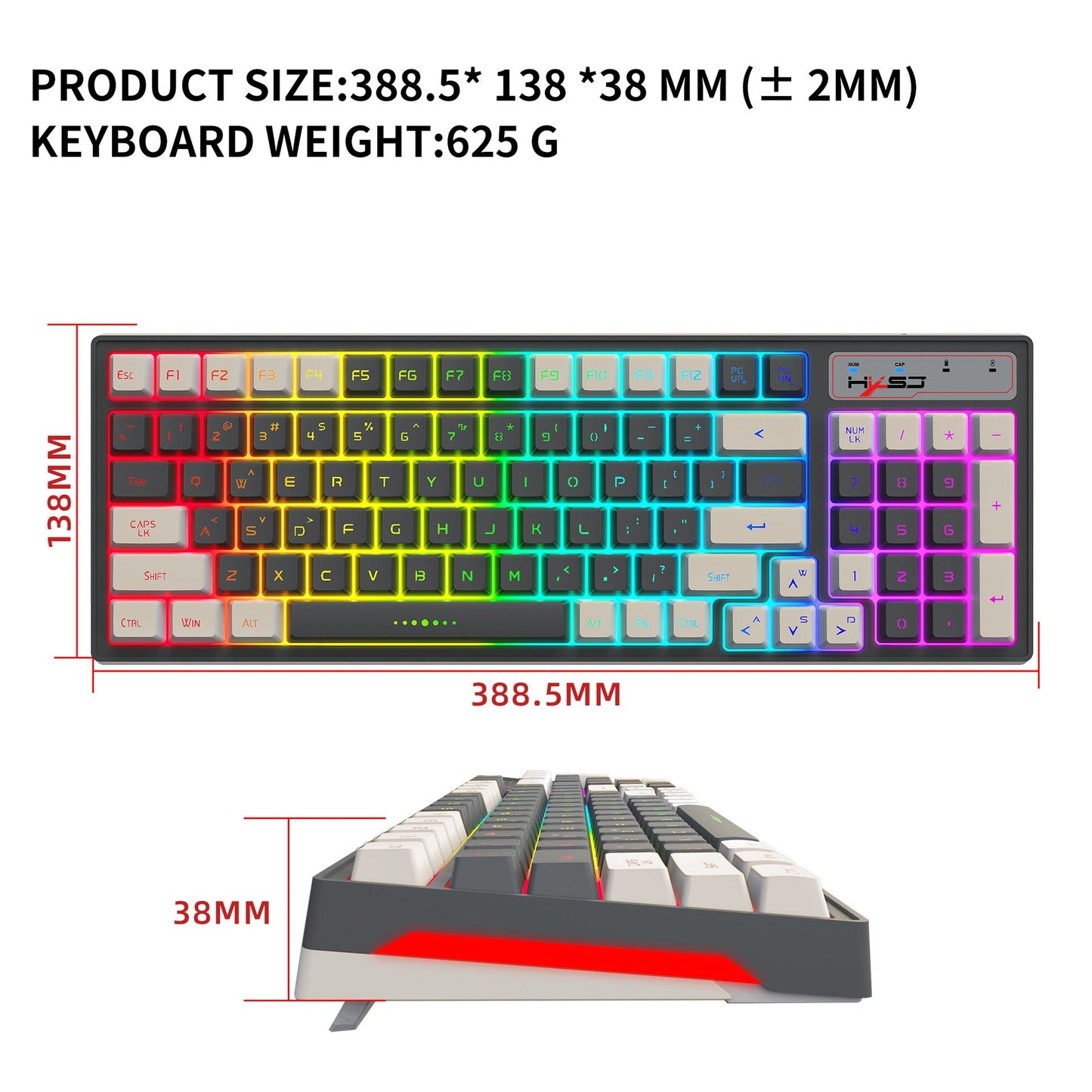 Premium RGB Wireless Gaming Keyboard with Dual-Color Keycaps