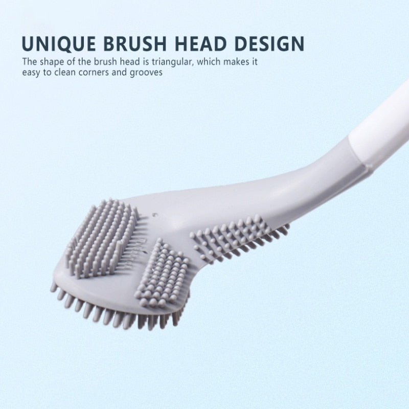 Brosse de Toilette en Silicone Premium avec Long Manche