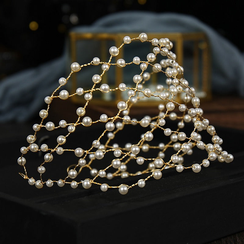 Mesh minimalist pearl hollow headwear - Korvel