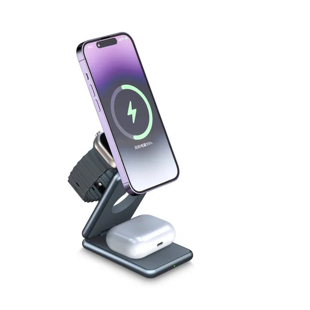 Cargador Inalámbrico Magnético Plegable 3 en 1 Premium