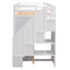 Functional Loft Bed with Storage and Shelves in White