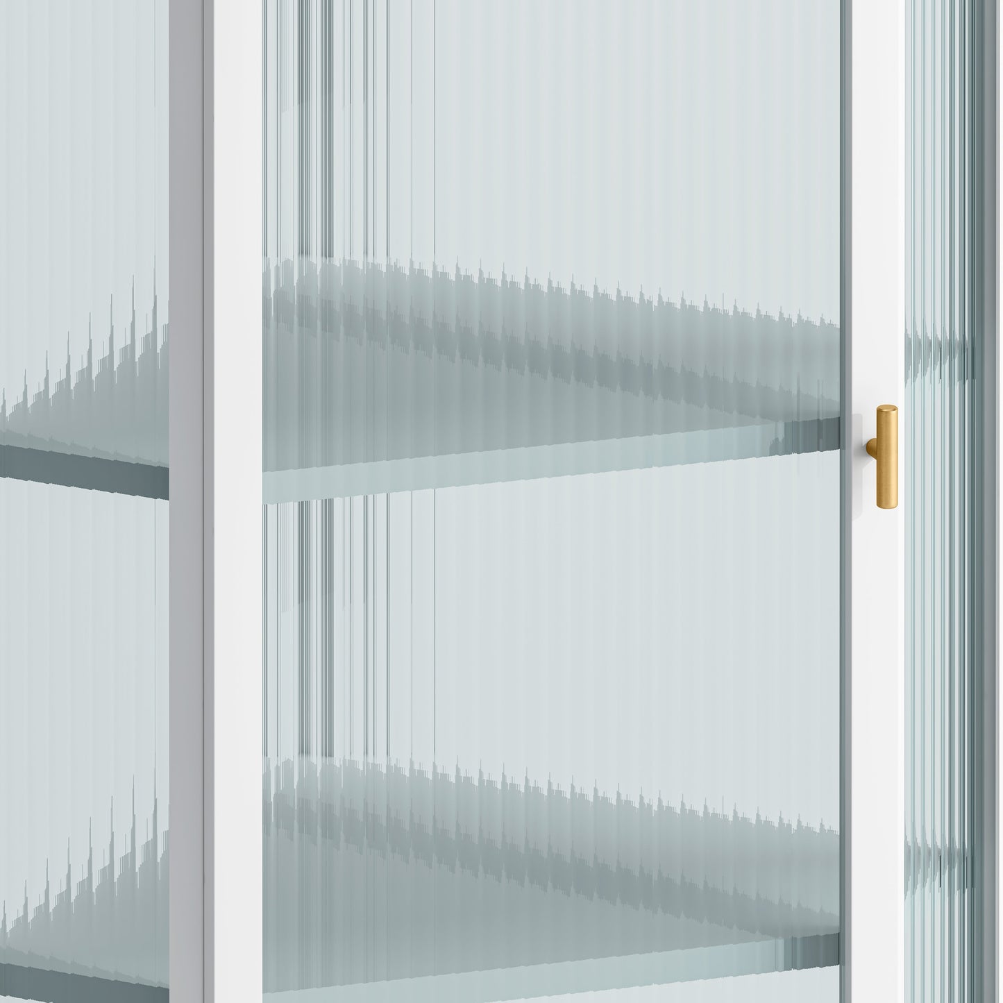 Glass Door Wall Mounted Corner Cabinet with Featuring Four-tier Storage  White - Korvel