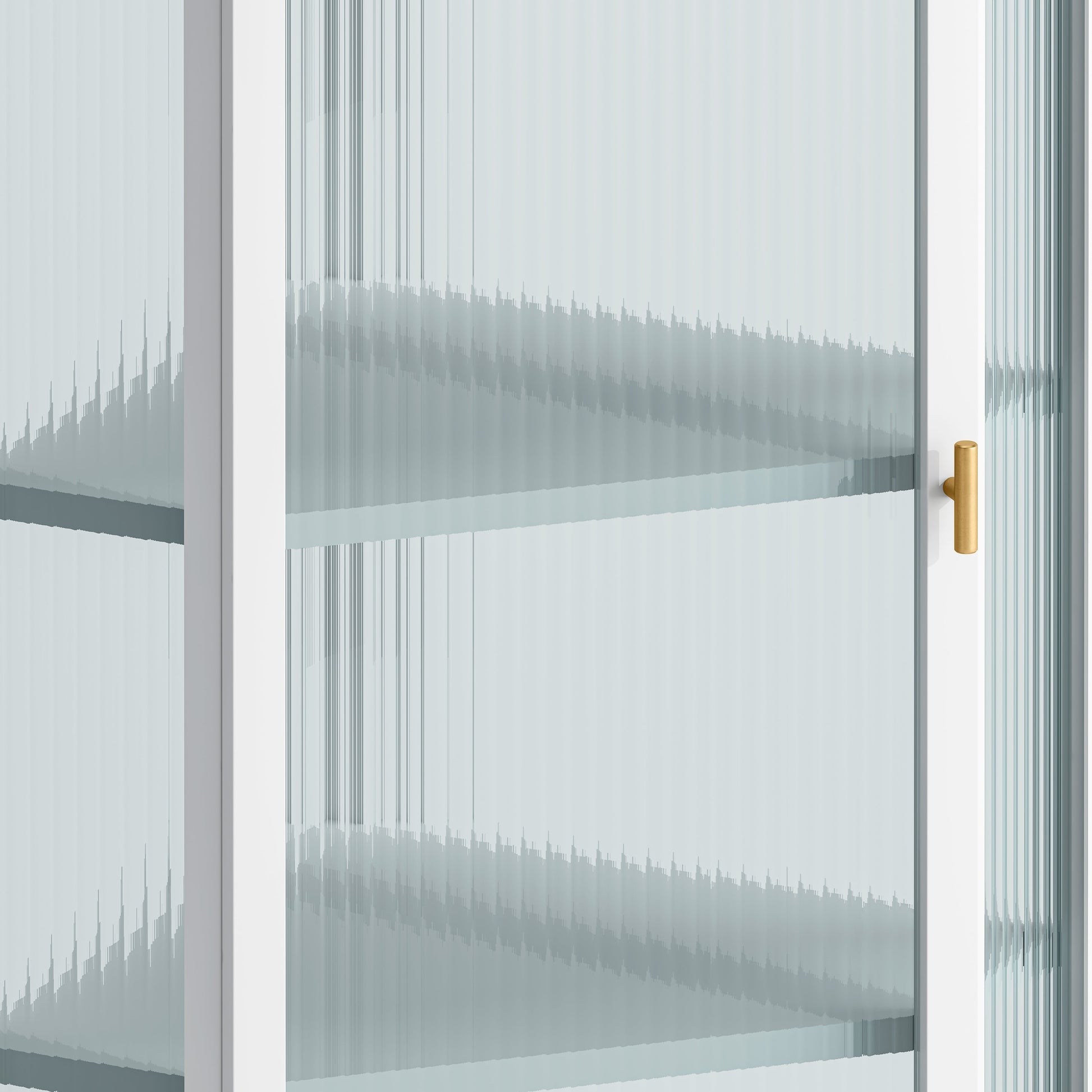 Glass Door Wall Mounted Corner Cabinet with Featuring Four-tier Storage  White - Korvel