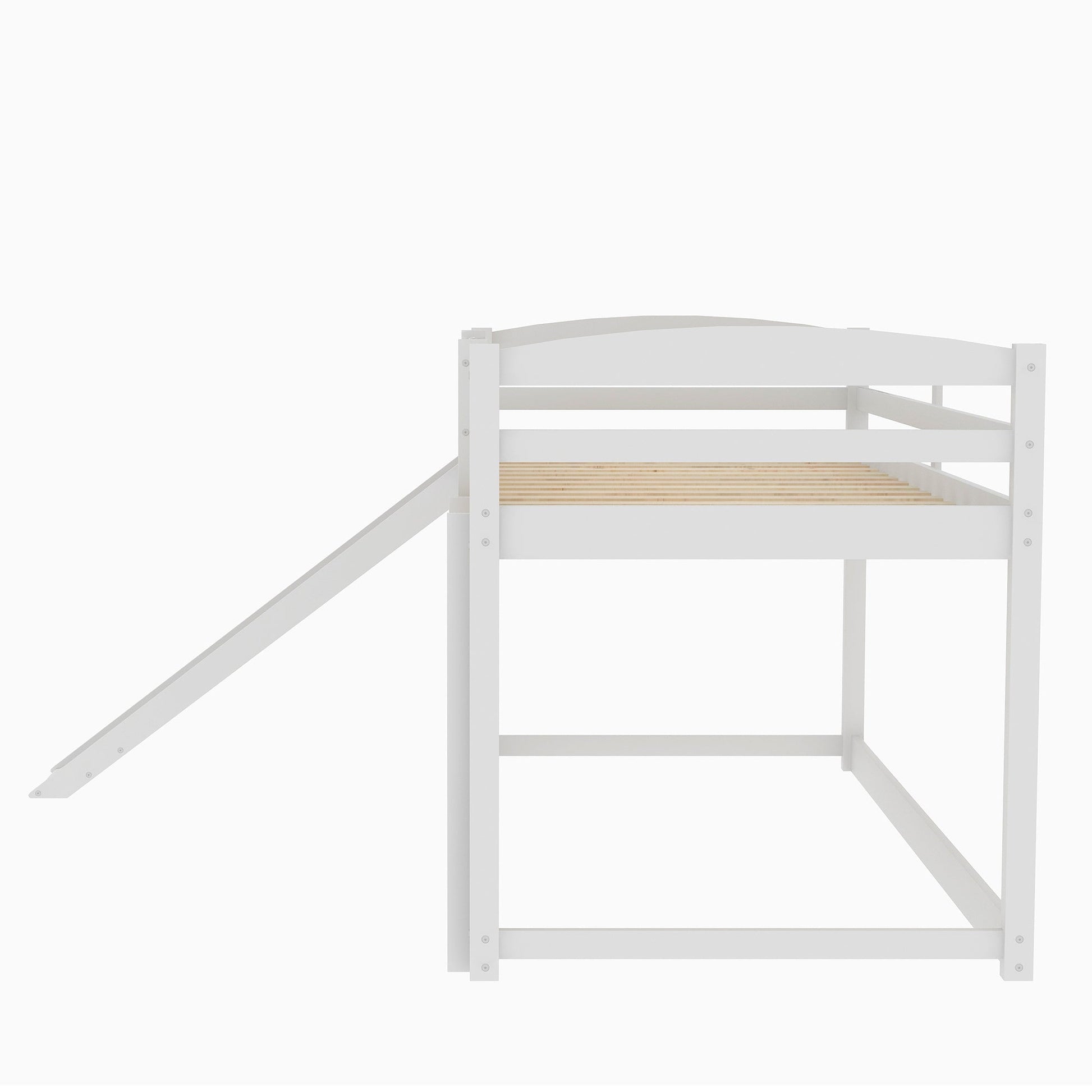 Twin over Twin Bunk Bed with Convertible Slide and Ladder   White - Korvel