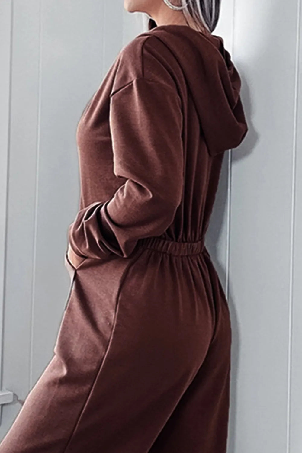 Full Size Drawstring Long Sleeve Jumpsuit - Korvel