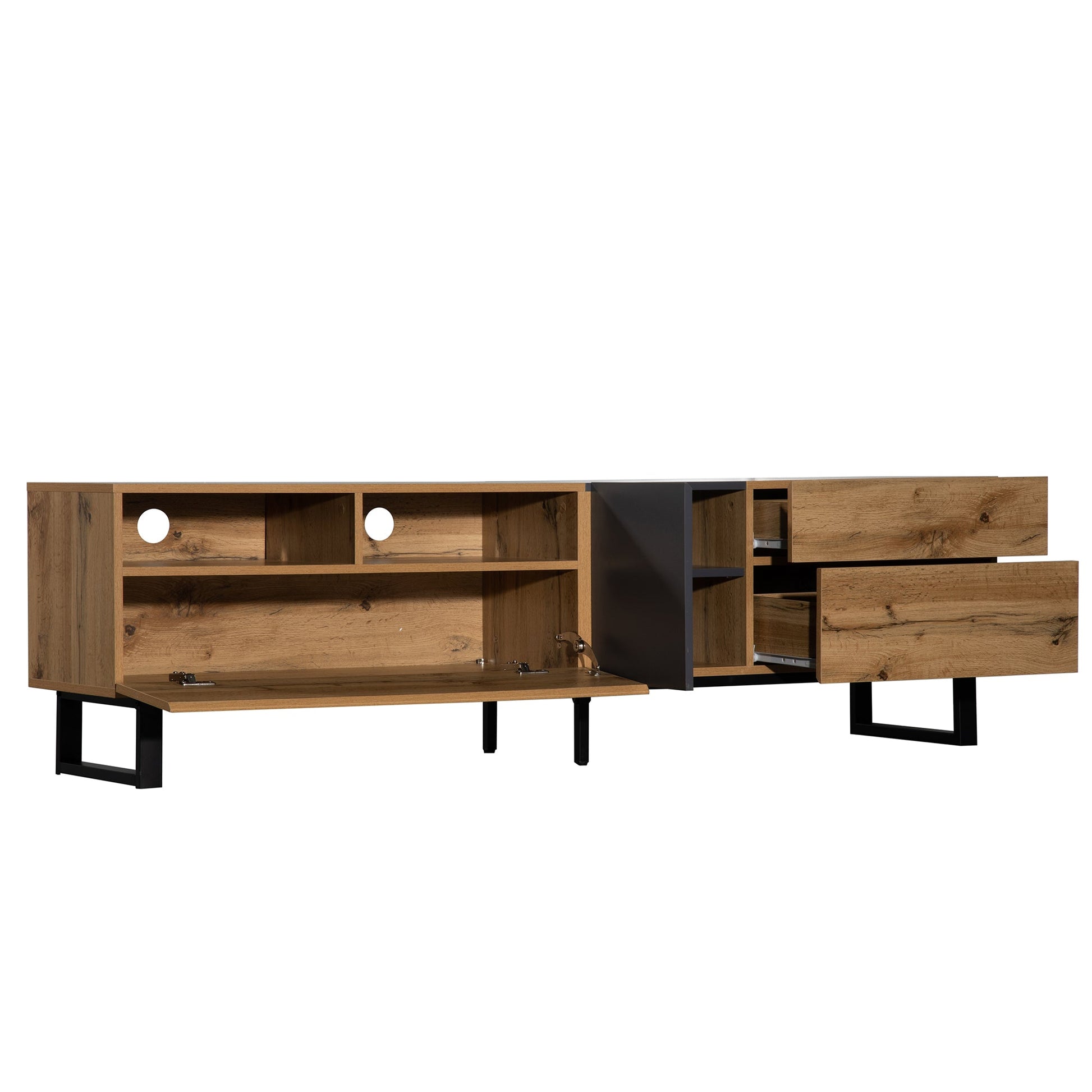 Modern TV Stand for 80'' TV with Double Storage Space - Korvel