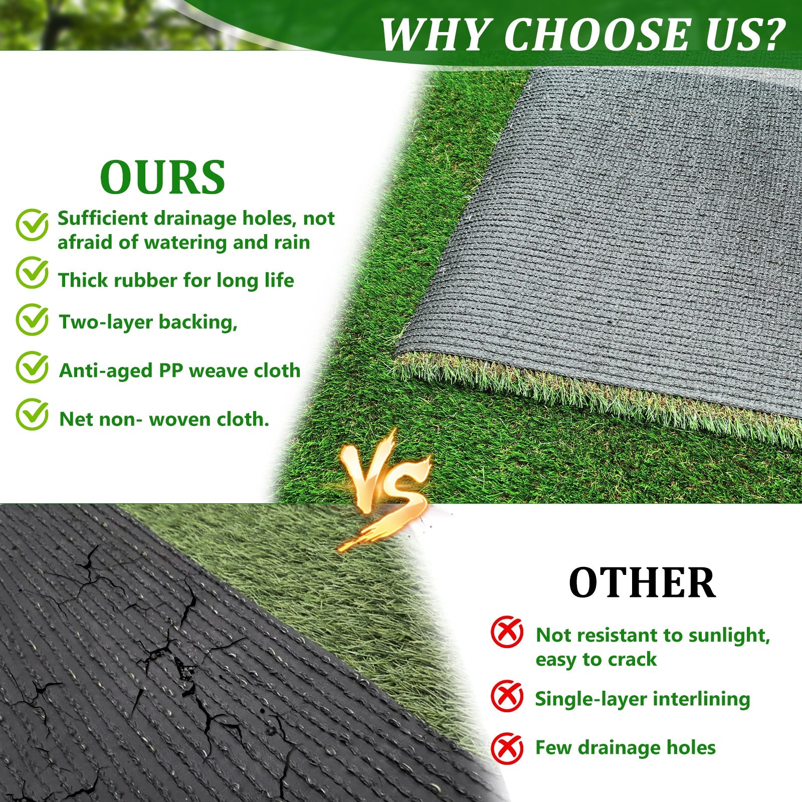 4FTX6FT outdoor artificial grass running blanket, thick and realistic fake grass roll with a pile height of 1.38 inches - Korvel
