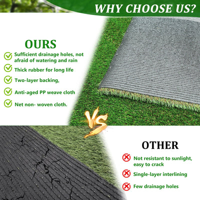 4FTX6FT outdoor artificial grass running blanket, thick and realistic fake grass roll with a pile height of 1.38 inches - Korvel