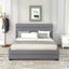 Queen Upholstered Platform Bed with Twin Size Trundle and Two Drawers Grey - Korvel