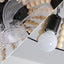 Beaded Fan lamp Wood Beaded Chandelier Oak White - Korvel
