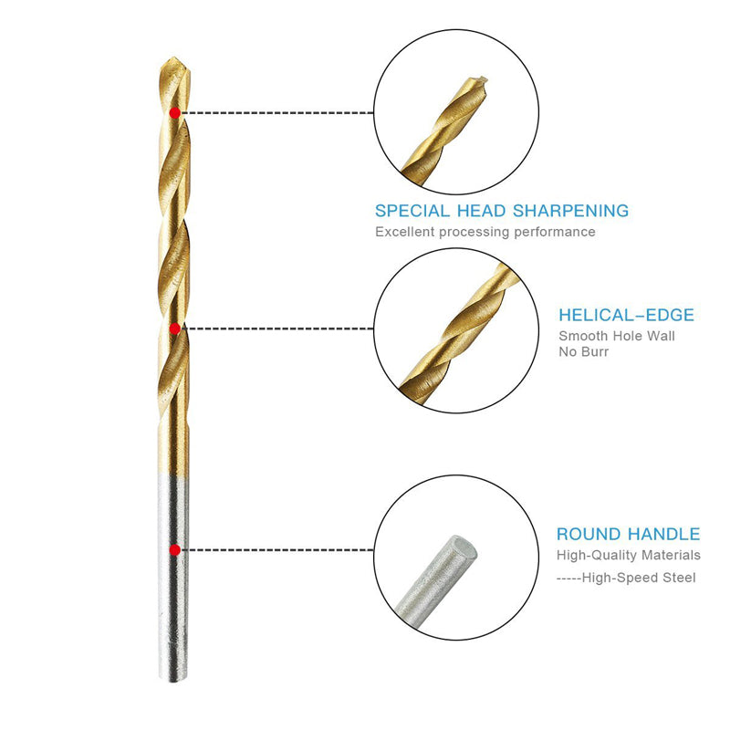 50Pcs Titanium Coated HSS Drill Bit Set - Premium Quality