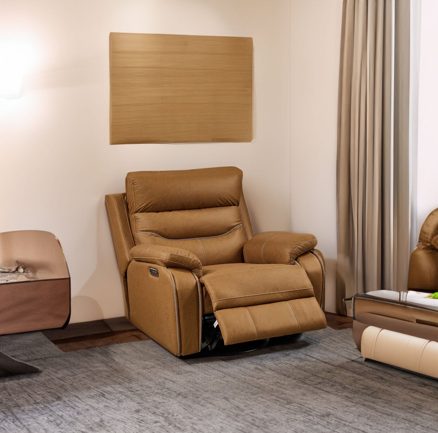 Liyasi Dual OKIN Motor Rocking and 240 Degree Swivel Single Sofa Seat recliner Chair Infinite Position - Korvel