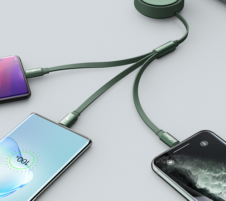 Neutral one to three data cable fast charging extension cable charging cable three in one data cable - Korvel