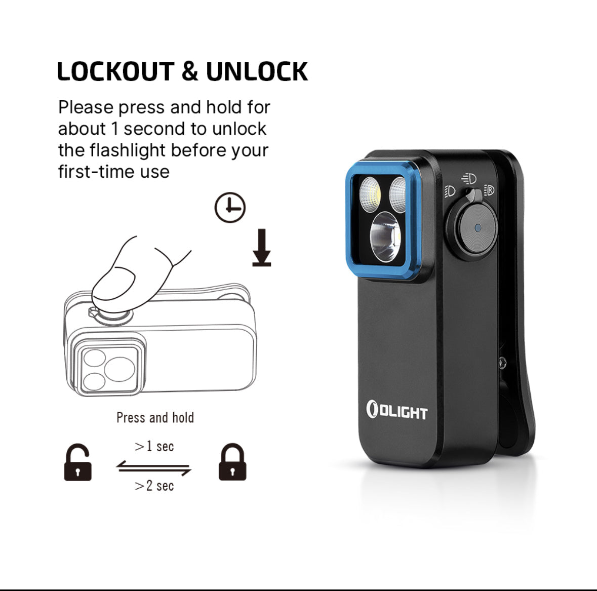 Olight Oclip Pro – Lampe de poche polyvalente avec clip en 4 couleurs