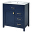 30-Inch Blue Bathroom Vanity with Ceramic Sink and Ample Storage - Ideal Choice for Small Bathrooms - Korvel