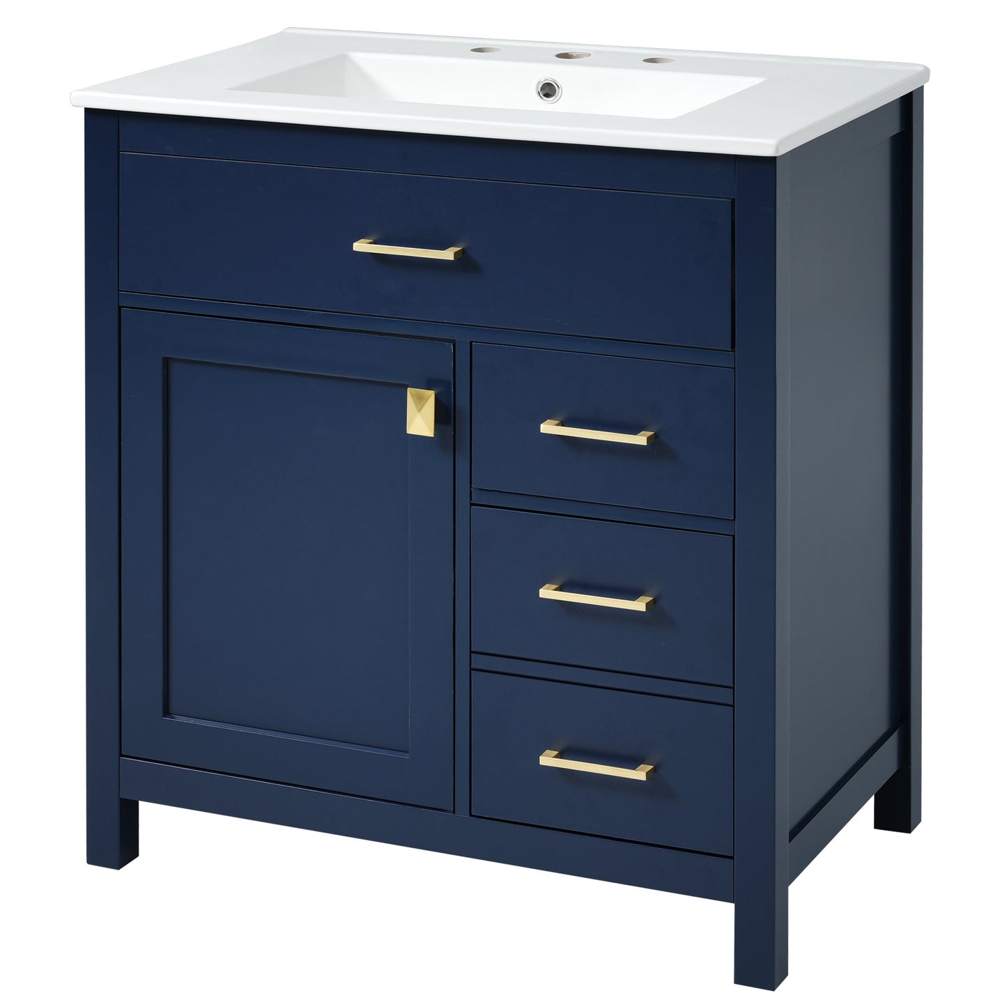30-Inch Blue Bathroom Vanity with Ceramic Sink and Ample Storage - Ideal Choice for Small Bathrooms - Korvel