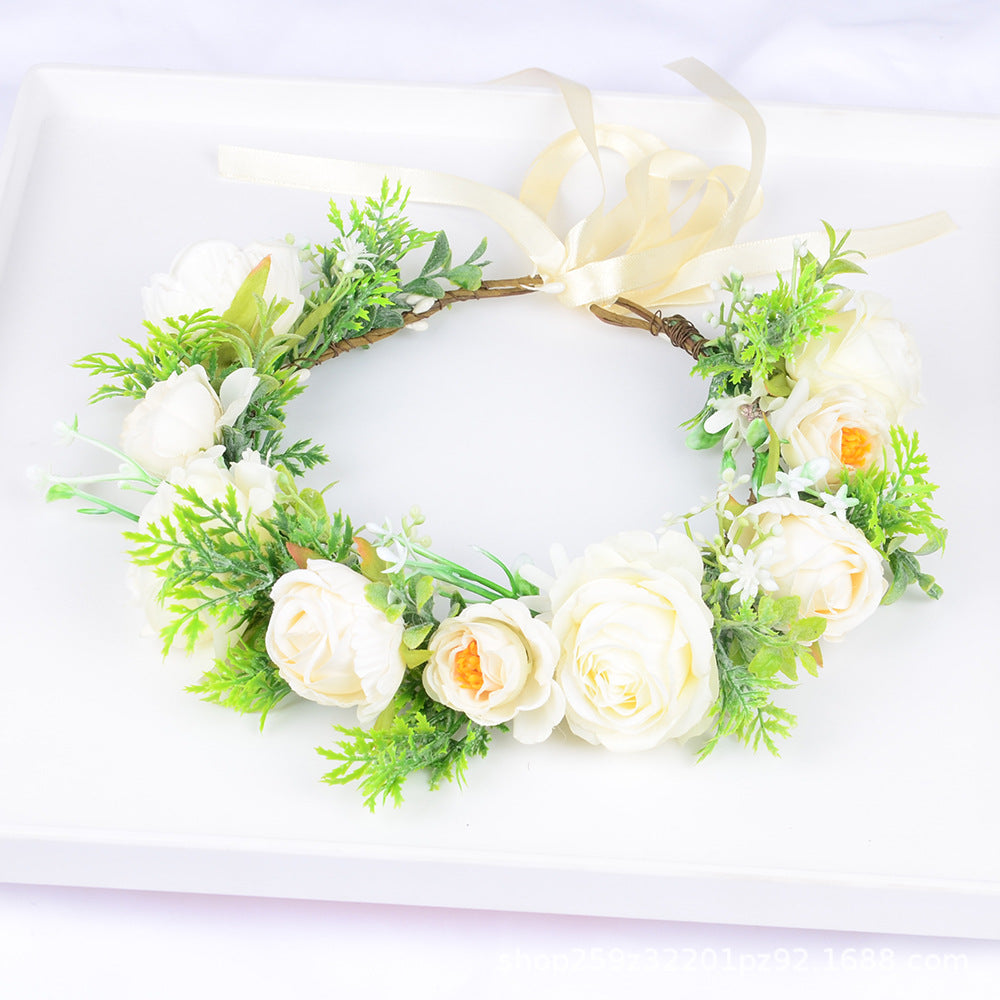 Hawaiian Wreath Bridal Fairy Simulation Starry Sky Flower Headwear Children's Photography Hair Accessories Hair Hoops - Korvel
