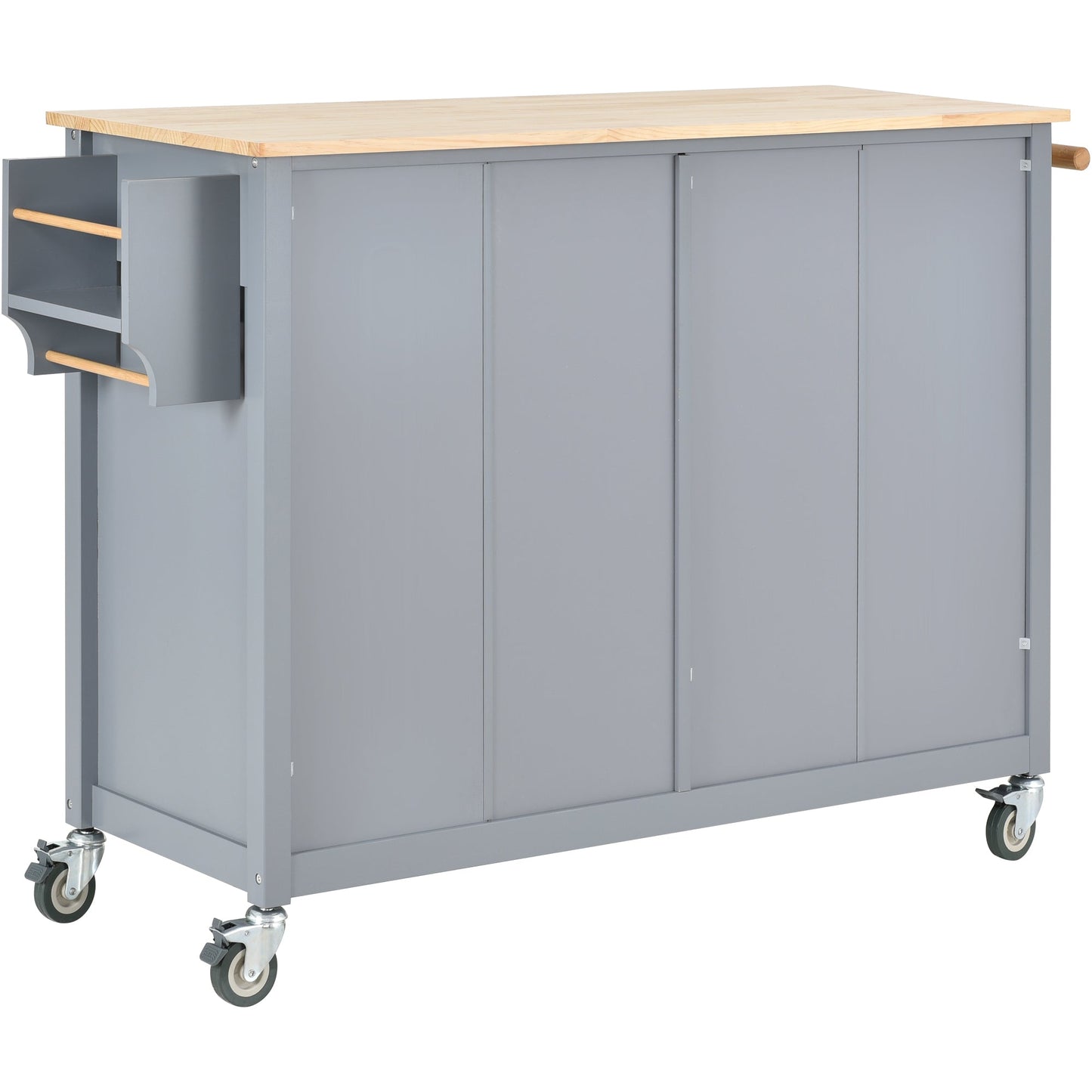 Kitchen Island Cart with Solid Wood Top and Locking Wheels 54.3 Inch Width (Grey Blue) - Korvel