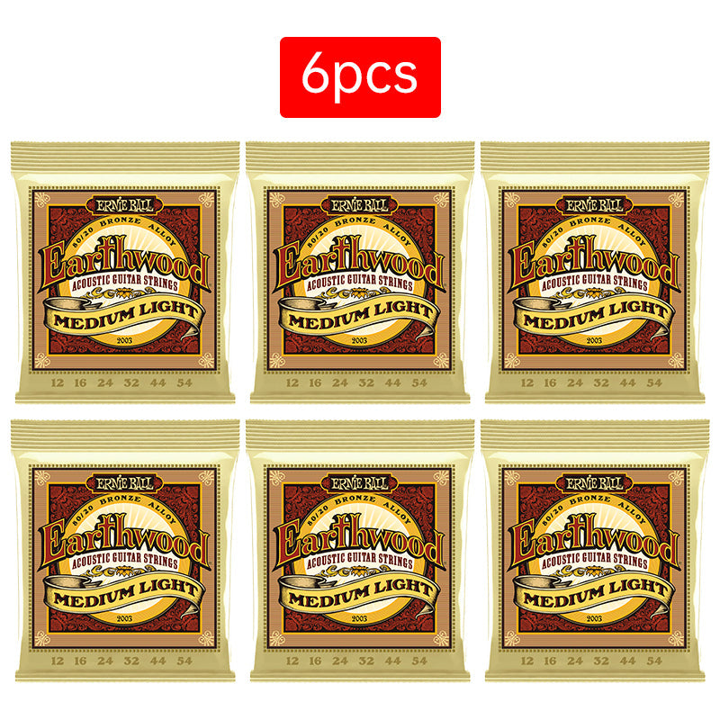 6 sets of Ernie Ball Slinky guitar strings (models 2003, 2215, 2223, 2221, nickel - wound) for electric & acoustic guitars - Korvel