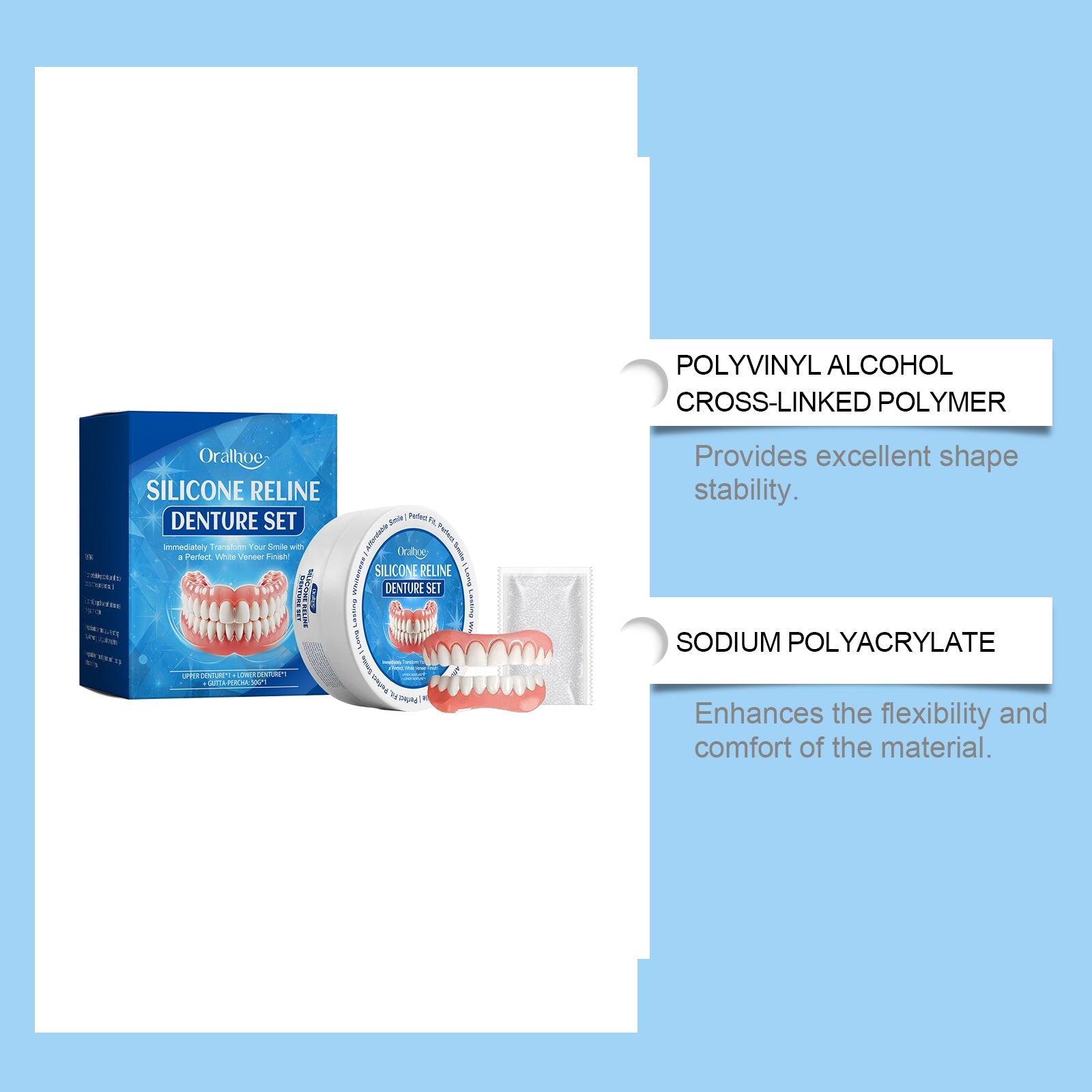 Cosmetic Denture Set, Improve Smile Comfort Cosmetic Dental Crevices Care Set - Korvel