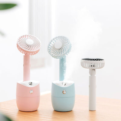 New Rotary Spray Fan USB Rechargeable Mini Humidifier Portable Silent Shaking Head Fan - Korvel