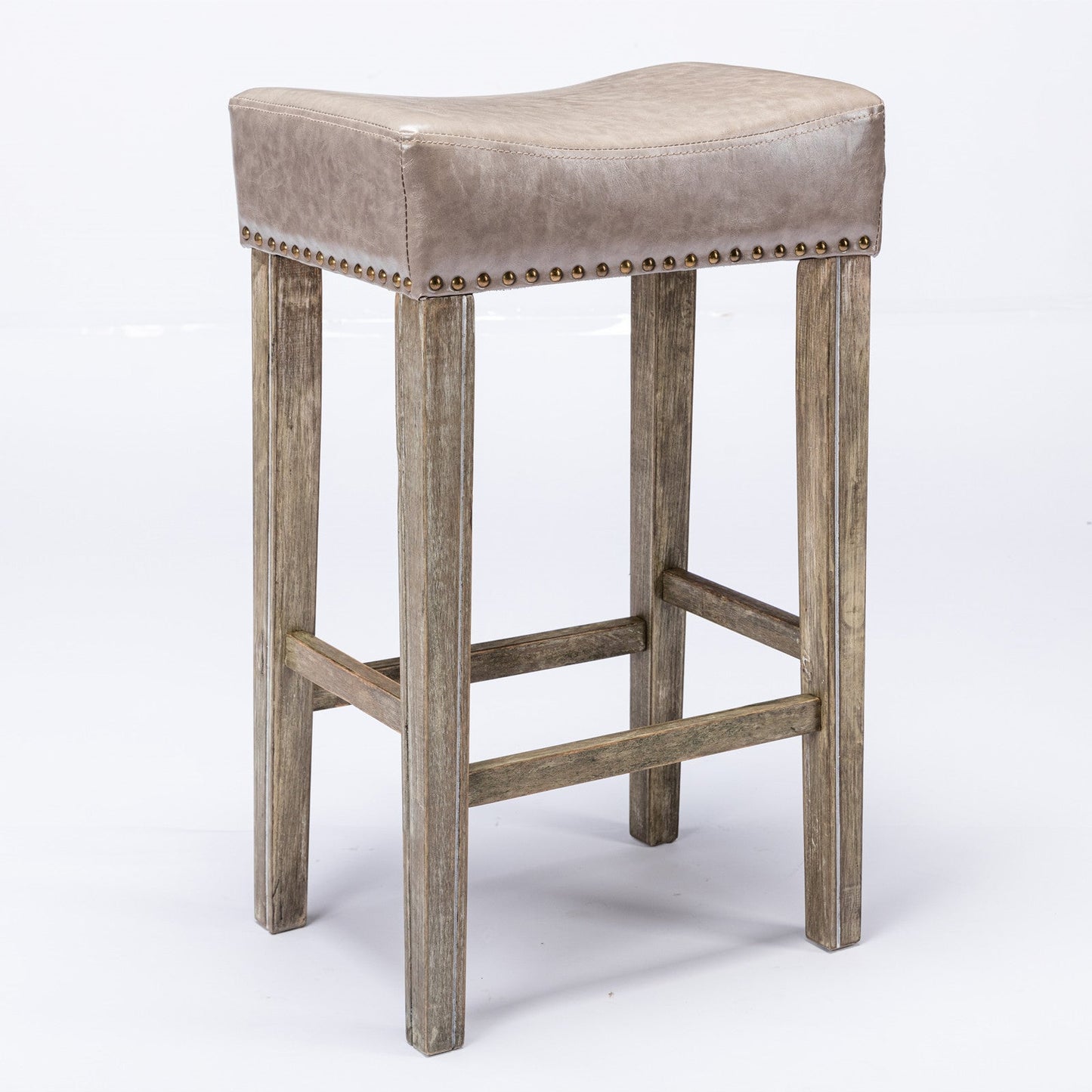 Counter Height 29" Bar Stools for Kitchen Counter Backless Faux Leather Stools Farmhouse Island Chairs (29 Inch Gray Set of 2) - Korvel