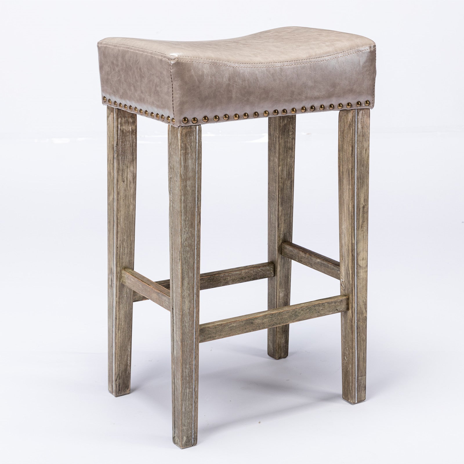 Counter Height 29" Bar Stools for Kitchen Counter Backless Faux Leather Stools Farmhouse Island Chairs (29 Inch Gray Set of 2) - Korvel