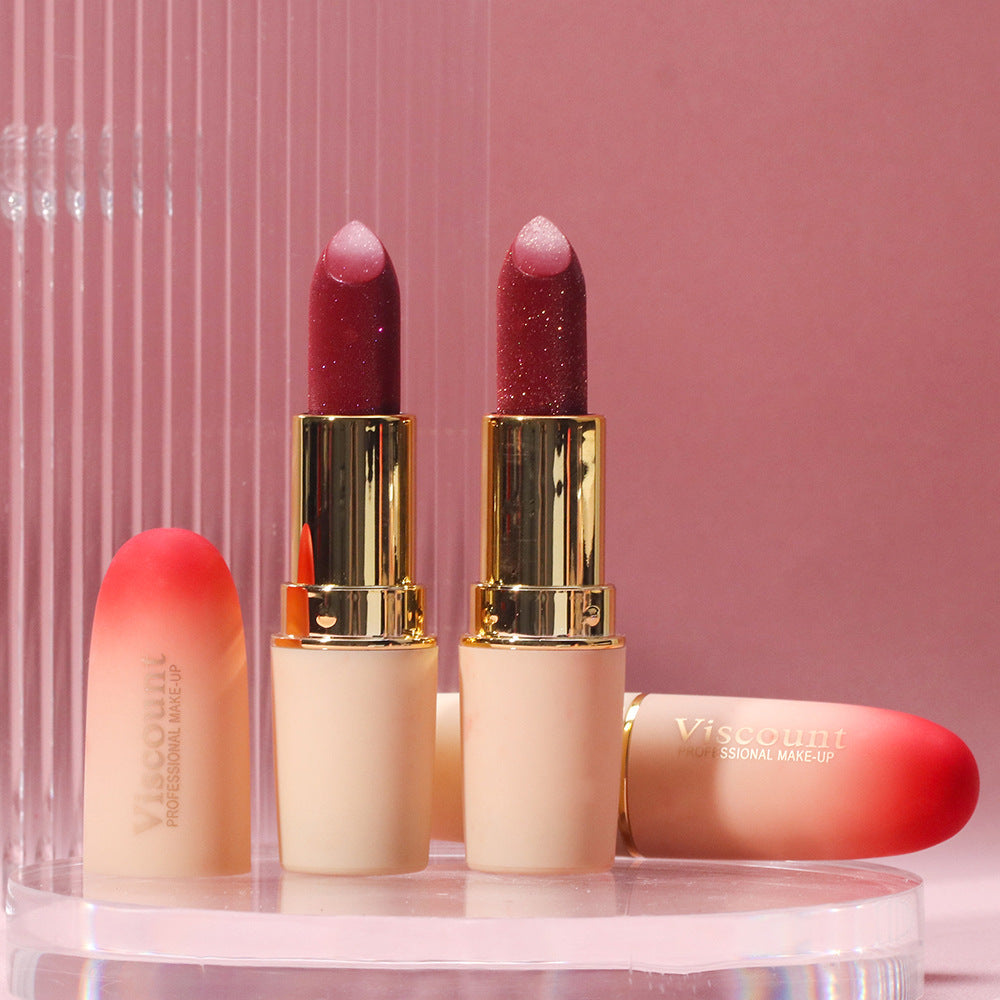 Waterproof And Durable Lipstick Velvet Fine Glitter Matte Lip And Cheek Dual-Use Lipstick - Korvel
