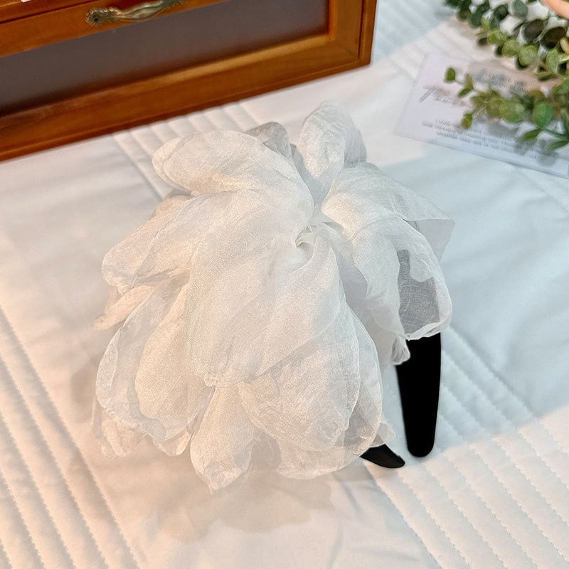 Oversized and exaggerated handmade fabric flower versatile headband - Korvel
