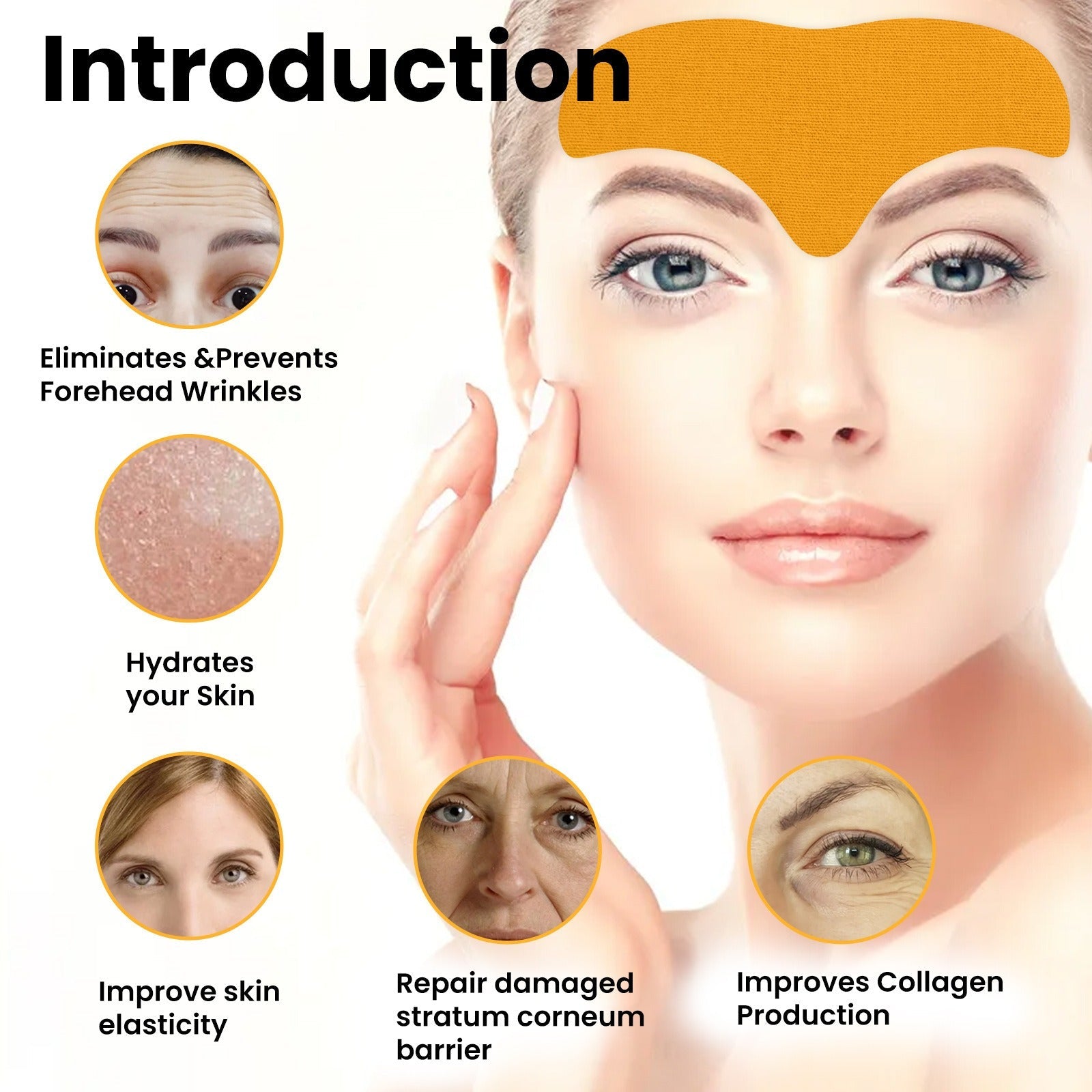 Anti-Aging Collagen Gel Patch - 10pcs Forehead Line Removal, Firming Mask, Frown Lines, Face Skin Care Stickers - Korvel
