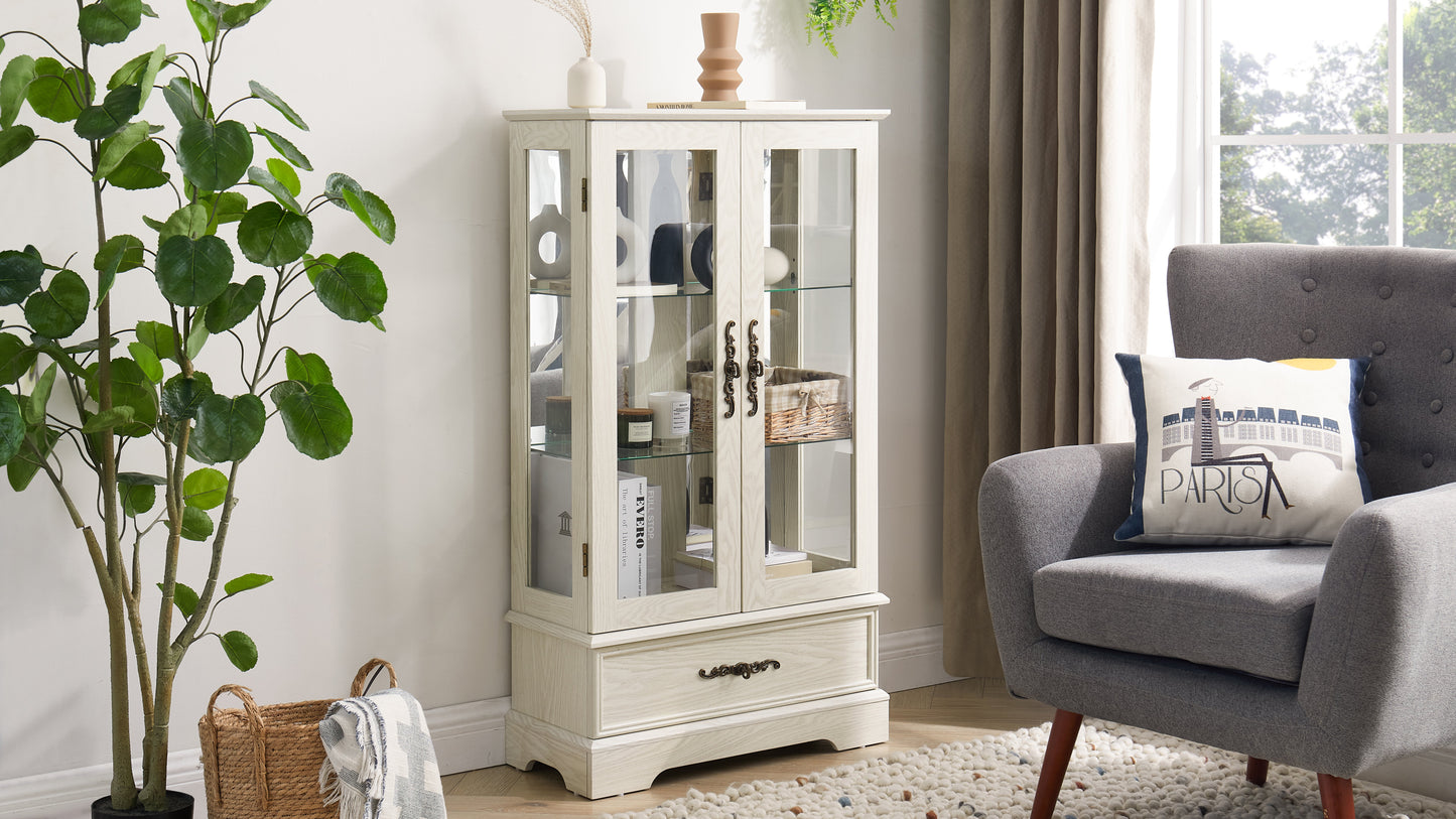 Elegant Lighted Curio Display Cabinet with Adjustable Shelves