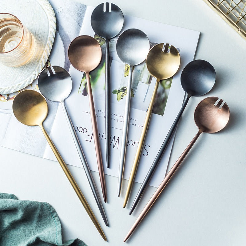 Premium 304 Stainless Steel Salad Spoon & Fork Set