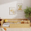 Twin Floor Bed Frame with Fence, Wood Kids Floor Beds Frame for Bedroom Playroom,Natural - Korvel