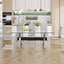 Dining table Modern tempered glass dining table Large modern office desk with silver plated metal legs and MDF crossbars - Korvel