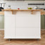 44 Inch Kitchen Island Cart with Solid Wood Top, Wine Storage, Spice Rack, Towel Rack, Wine Glass Holder White & Oak - Korvel