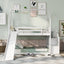 Twin over Twin House Bunk Bed with Convertible Slide,Storage Staircase,White - Korvel