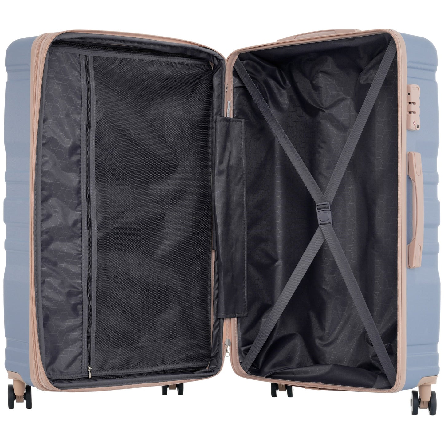 Luggage Sets New Model Expandable ABS Hardshell 3pcs Clearance Luggage (light blue and golden) - Korvel