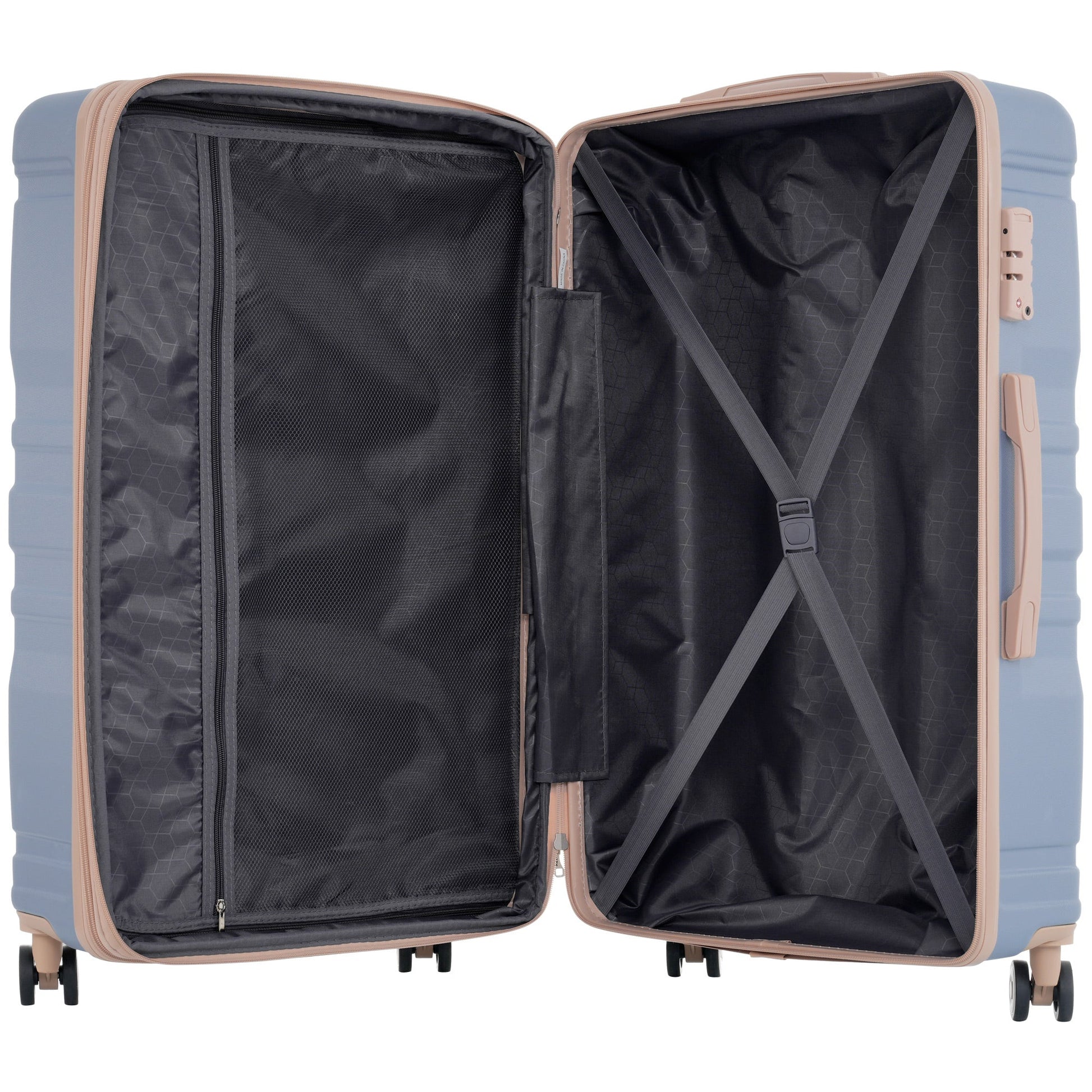 Luggage Sets New Model Expandable ABS Hardshell 3pcs Clearance Luggage (light blue and golden) - Korvel