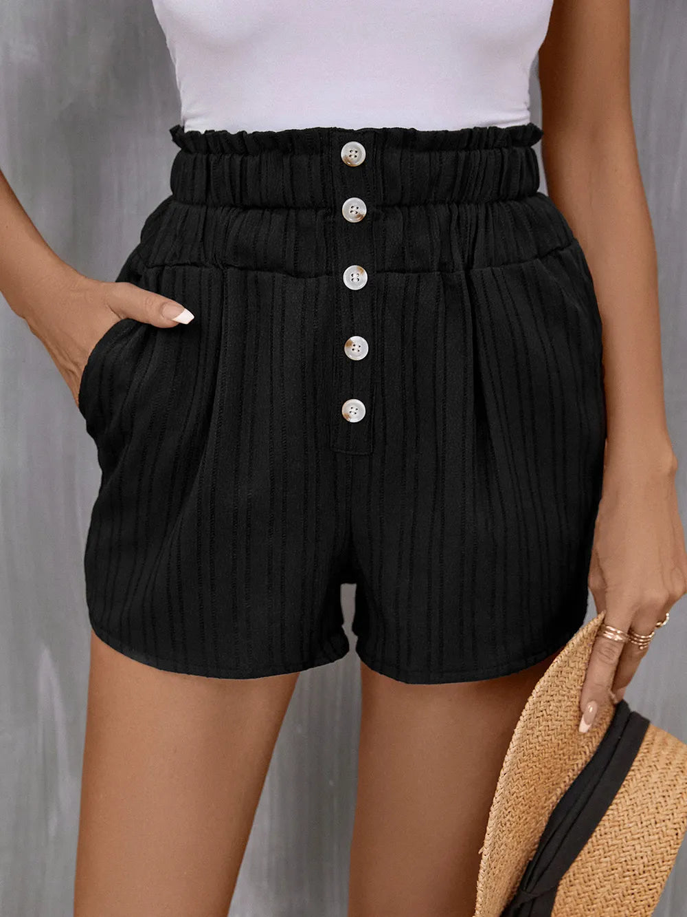 Perfee Pocketed High Waist Shorts - Korvel