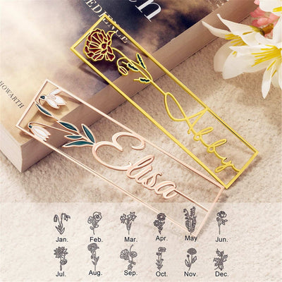 Stainless steel colored birthday flower bookmark personalized DIY hollow out style drip oil letter graduation gift - Korvel