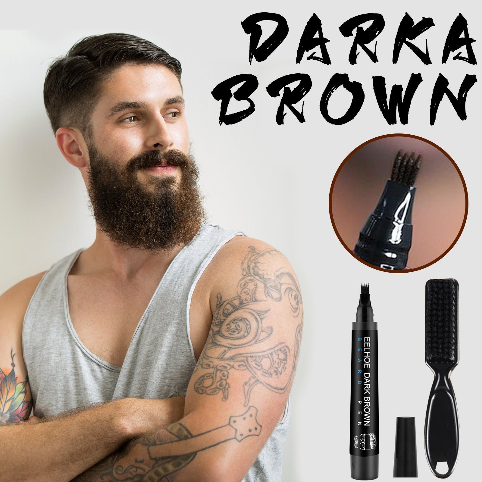 Beard Refill Pen Kit Men's Beard Natural Waterproof Beard Pen Beard Tracing Pen - Korvel
