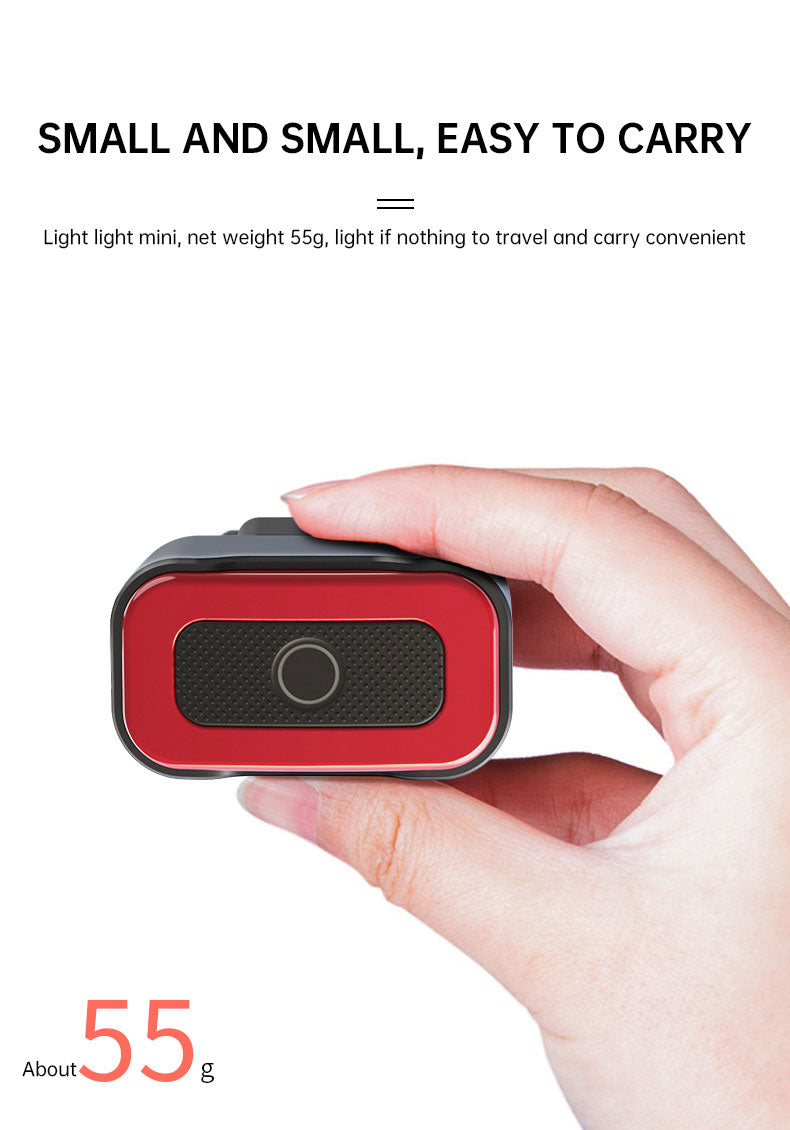 Intelligent induction brake bicycle taillight road mountain bike charging warning riding equipment square red taillight - Korvel