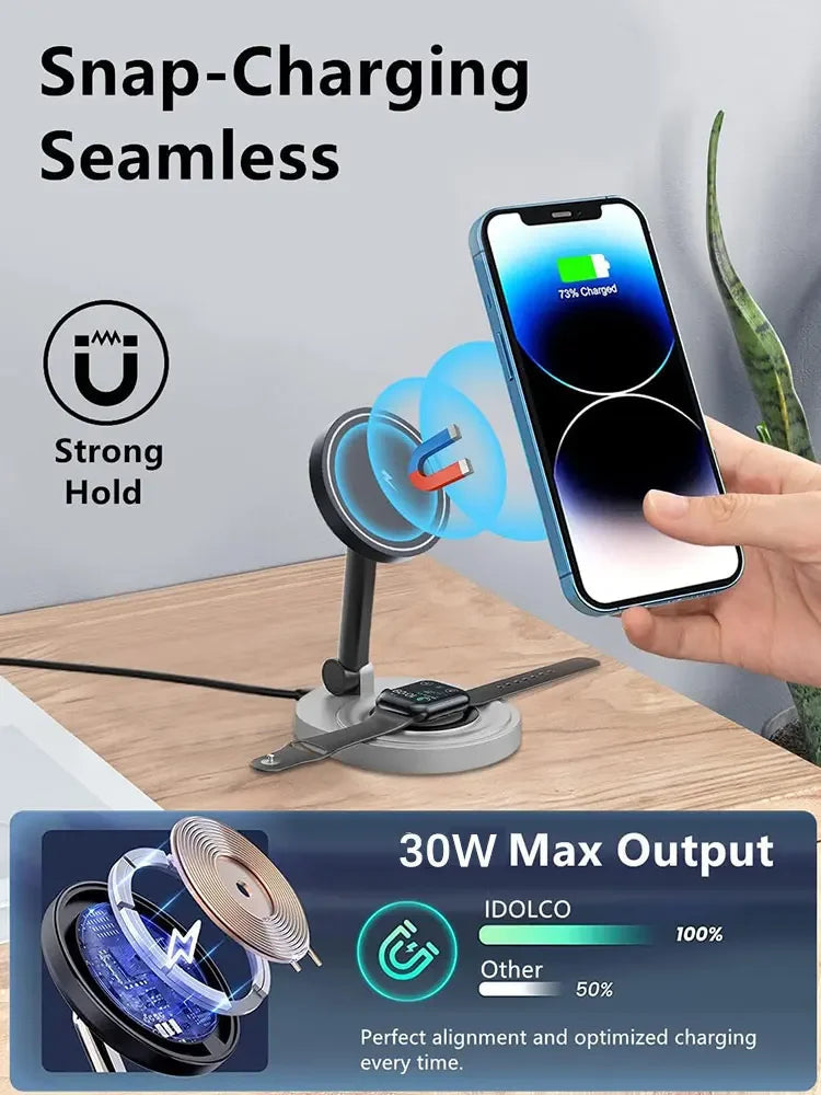 3-in-1 Magnetic Wireless Charger for Apple Devices