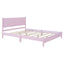 Queen Size Wood Platform Bed Frame, Retro Style Bed with Rectangular Headboard,No Need Box Spring,Pink - Korvel